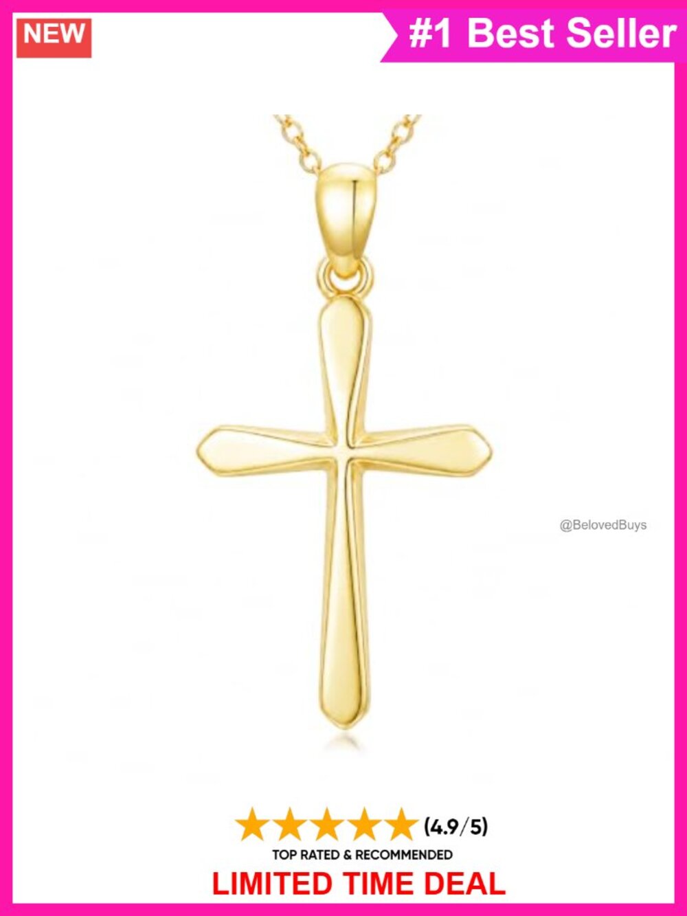 18K Gold Cross Pendant Necklace Women Gold Necklace Jewelry Gift